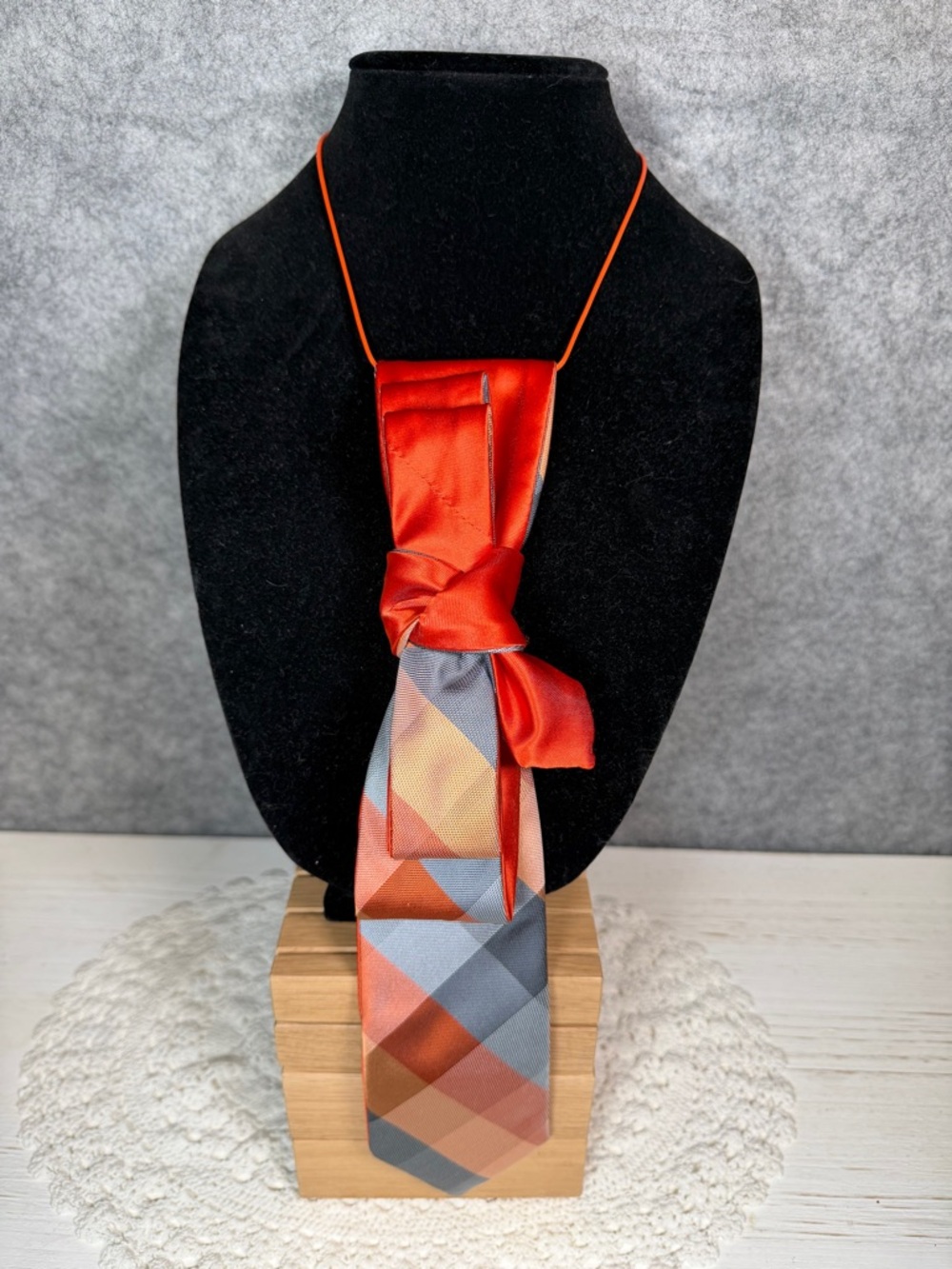 Upcycled Vintage Tie Necklace – One-of-a-Kind Statement Piece
